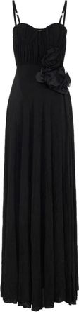 Elisabetta Franchi Elegante Zwarte Jurk - Dames - Maxi kleedjes - Zwart - S - Kleedjes