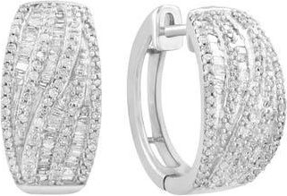 Effy Sterling Silver Pav&eacute; Diamond Huggie Hoop Earrings at Nordstrom Rack