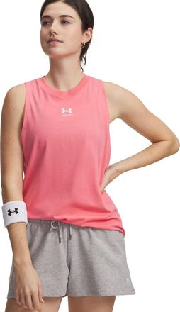 Under Armour Trainingstop UNDER ARMOUR UA RIVAL MUSCLE TANK, Damen, Gr. XXL, bittersweet pink,, wei&szlig;, Obermaterial: 57% Baumwolle, 38% Polyester, 5% Elasthan, Rund