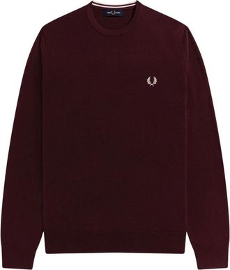 Fred Perry Klassieke Ronde Hals Trui - Heren - Sweatshirts - Rood - S - Katoen - Hoodies & sweatvesten