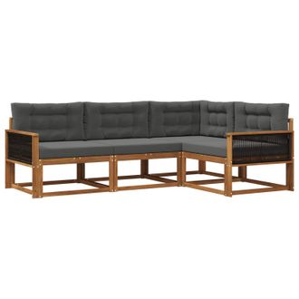 vidaXL Conjunto De Sof&aacute;s De Exterior 4 Pcs Natural Y Antracita Vidaxl