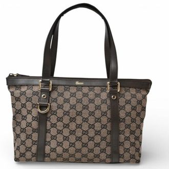 Gucci Black Dark Brown Gg Canvas Shopping Bag Tote Bag (Pre-Owned)