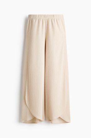 H&M Weite Hose mit Wickeldetail - Cremefarben