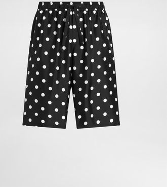 Dolce & Gabbana Polka Dot-print Silk Twill Bermuda Shorts - Man Pants And Shorts Multicolor 46