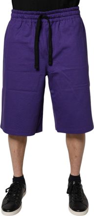 Dolce & Gabbana Purple Cotton Men Bermuda Sweatshorts Shorts