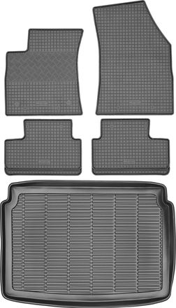 OEM Renault Megane Iv Hatchback A Partir De 2016 Set - Alfombrillas De Goma Para Coche + Alfombrilla Para Maletero
