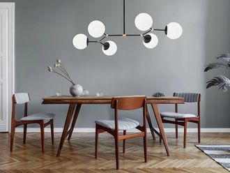 Vente-Unique DAMAR 6-Globe Metal Suspension Lamp - W. 100 X H. 52 Cm - Black and