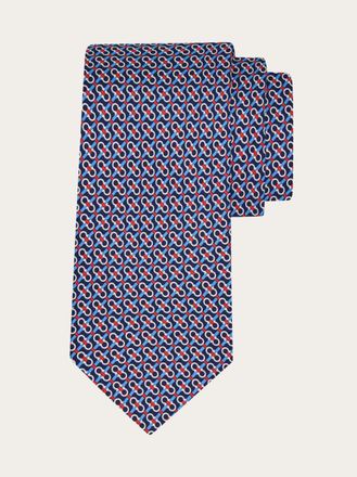 Ferragamo Men Gancini print silk tie Black