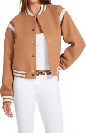 Bishop + Young Power Play Varsity Jacket In Camel