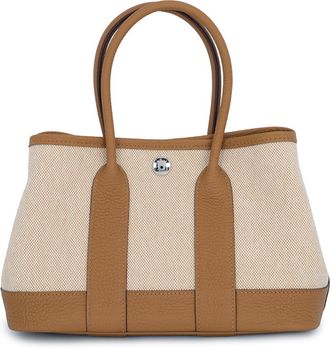 Herm&egrave;s Brown Ecru Negonda Leather Toile H Tote Bag (Pre-Owned)