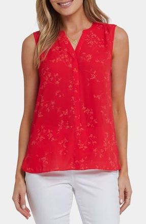 NYDJ Print Pleat Back Sleeveless Split Neck Blouse in Valentina at Nordstrom Rack, Size X-Large