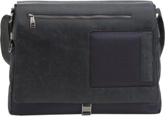 Piquadro Blauwe Leren Messenger Bag Frame - Heren - Schoudertassen - Blauw - ONE Size - Leer - Tassen