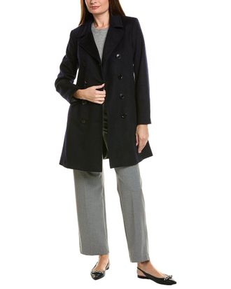 Sofiacashmere Modern Wool & Cashmere-Blend Trench Coat