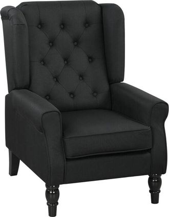 HOMCOM Accent Armchair Home Furniture Tufted Club Wood Fabric Black