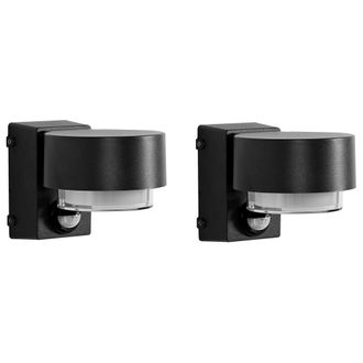 Beliani Conjunto De 2 L&aacute;mparas Led Para Pared De Exterior 10 Cm De Metal Aluminio Moderno Negro Govia