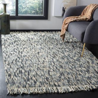 Safavieh Natural Fiber Hand Made Area rug, Blue / Ivory Contemporary Style Non-Shedding