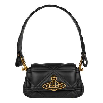 Vivienne Westwood Shoulder Bags, female, Black, Size: ONE SIZE Quilted Black Leather Handbag