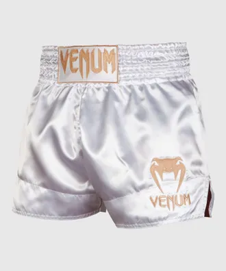 OEM Pantalones Cortos Cl&aacute;sicos Venum Muay Thai Blancos/dorados Talla M