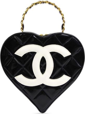 Chanel 1995 heart vanity tote bag - women - Patent Leather - One Size - Black