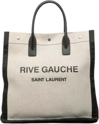 Saint Laurent Pre-owned Tote Bags, female, White, Size: ONE SIZE Pre-owned Linen Handbag