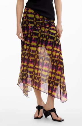 Desigual Geo Print Handkerchief Hem Skirt in Green at Nordstrom, Size X-Small