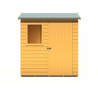 Shires Lewis 6 x 4 Feet Single Door Reverse Apex Style C Shed in Brown