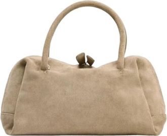 Generic WOMENS SUEDE BOWLING BAG, Handbag Purse, Compatible For Women, Bag Ladies Small Totes
