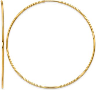Diamond2Deal 14k Yellow Gold 1.20mm Round Hoop Earring 60 mm