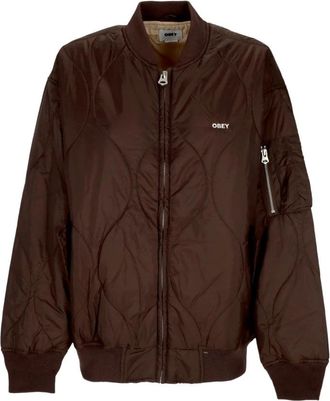 Obey Gewatteerde Bomberjack in Java Brown - Dames - Bomber jackets - Bruin - M - Polyester - Jassen