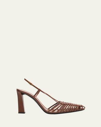 Giuseppe Zanotti 90mm Woven Leather Slingback Pumps