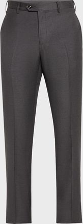 Giorgio Armani Men & apos;s Solid Wool Flat-Front Trousers