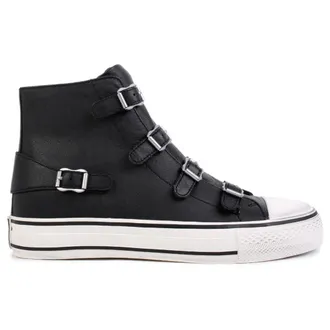 Ash Virgin Nappa Leather Womens High Top Trainers - Black Antique Silver - Size:UK 8