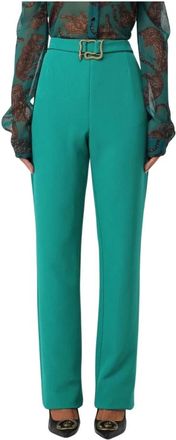 Just Cavalli High Waisted Straight Leg Pants - Dames - Straight fit broeken - Groen - S - Broeken