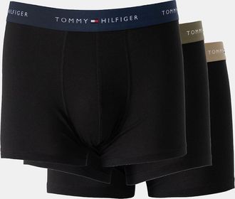 Tommy Hilfiger Mens Tommy Hilfiger 3-Pack Logo Waistband Mens Trunks - Army/Navy/Green - Black - Size: 33/32/32