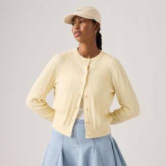 Levi's Supersoft Crewneck Cardigan - Womens - XS - Yellow / Rutabaga