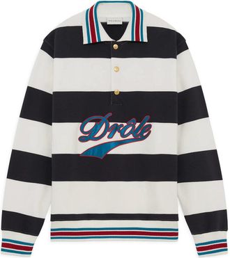 Dr&ocirc;le de Monsieur Drole Embroidered Stripes Polo Off White