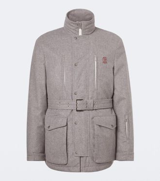 Brunello Cucinelli Belted wool flannel ski jacket
