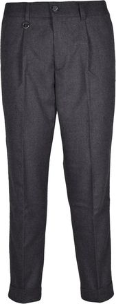 Paolo Pecora Grey Stretch Viscose-Blend Chino Pants