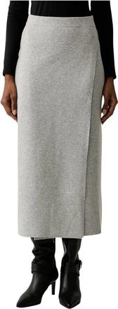 Twinset Wikkeltaille maxi-rok - Dames - Rokken - Grijs - Maat: S Wol