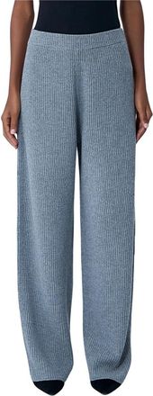 Sportmax Wollen broek met kasjmiermix - Dames - Wijde Broeken - Grijs - L - Wol - Broeken