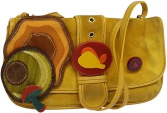 Miu Miu Tweedehands leren schoudertassen - Dames - Vintage Schoudertas - Geel - ONE Size - Leer - Vintage