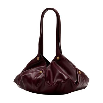 Versace Womens Pleated Lambskin Shoulder Bag Burgundy