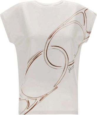 Herno Tops, Dames, Wit, L, Katoen, T-shirt van interlock jersey