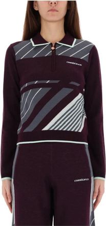 Casablanca Polo Shirt - Dames - Polos - Paars - S - Wol - Tops