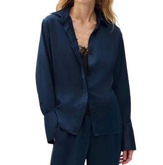 Rag & Bone Venus Blouse In Navy