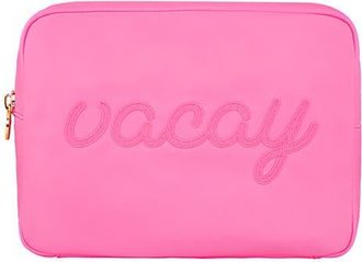 Stoney Clover Lane Vacay Embroidered Nylon Pouch in Bubblegum at Nordstrom