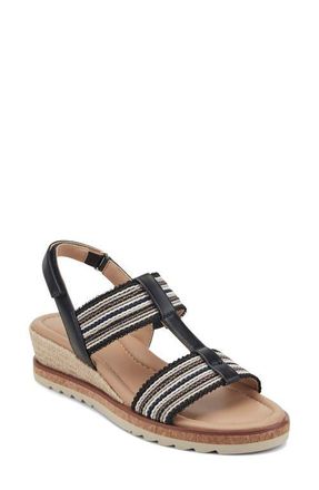 Easy Spirit Selene Wedge Sandal in Black at Nordstrom, Size 9.5