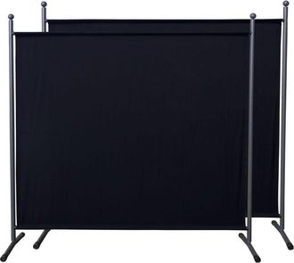 Quick-Star 2 Stück Paravent 180 x 178 cm Stoff Raumteiler Groß Stellwand Trennwand Balkon Sichtschutz Schwarz
