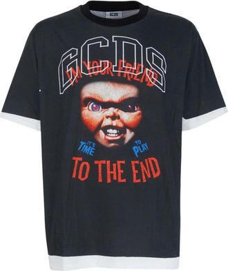 GCDS Chucky T-Shirt - Dames - T-shirts - Zwart - XL - Katoen - Tops