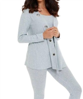 French Kyss Juliana Kashmira Open Grommet Cardigan In Sky Blue